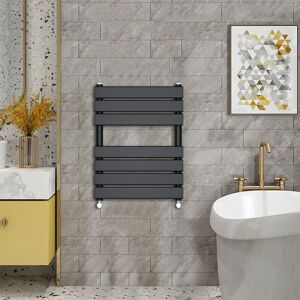 Warmehaus - Minimalist Heated Towel Rail Radiator Bathroom Flat Panel Black 650 x 500mm
