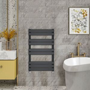 WarmeHaus Minimalist Heated Towel Rail Radiator Bathroom Flat Panel Black 1000x600mm