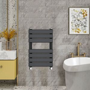 Warmehaus - Minimalist Heated Towel Rail Radiator Bathroom Flat Panel Black 650 x 400mm