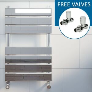 Duratherm - Chrome Flat Panel Heated Towel Rail Bathroom Radiator 650 x 400mm Straight Valve