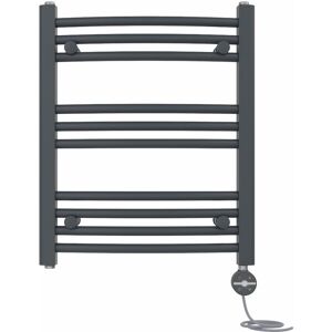 NRG - Prefilled Thermostatic Electric Curved Heated Towel Rail Radiator 600 x 500mm Anthracite