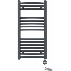 NRG - Prefilled Thermostatic Electric Curved Heated Towel Rail Radiator 800 x 400mm Anthracite