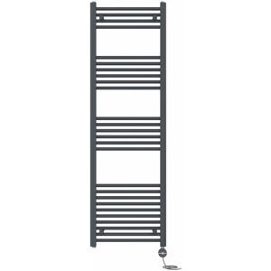 NRG - Prefilled Thermostatic Electric Straight Heated Towel Rail Radiator 1600 x 500mm Anthracite