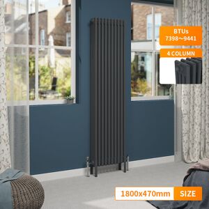 NRG - Traditional 4 Column Radiator Cast Iron Style Central Heating Rads Vertical Anthracite 1800x470mm