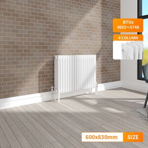 NRG - Traditional Radiator Vintage Cast Iron Style Rads Horizontal 4 Column White 600x830mm