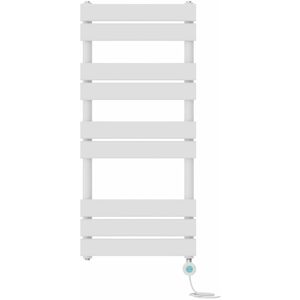 NRG - Pre-filled Electric Heated Towel Rail Radiator Flat Panel Thermostatic 1000x450mm White
