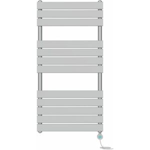 NRG - Pre-filled Electric Heated Towel Rail Radiator Flat Panel Thermostatic 1200x600mm Chrome