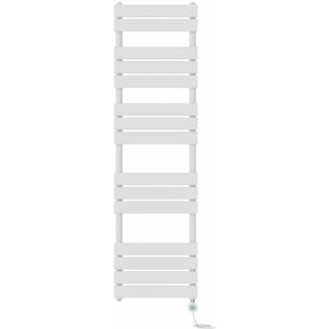 NRG - Pre-filled Electric Heated Towel Rail Radiator Flat Panel Thermostatic 1600x450mm White