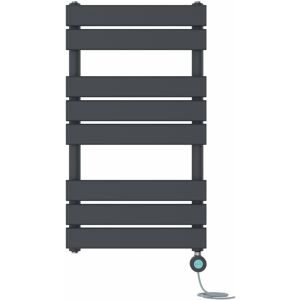 NRG - Pre-filled Electric Heated Towel Rail Radiator Flat Panel Thermostatic 800x450mm Anthracite