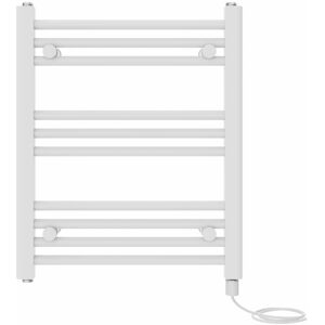 NRG - Prefilled Electric Straight Heated Towel Rail Radiator Ladder Warmer 600x500mm White