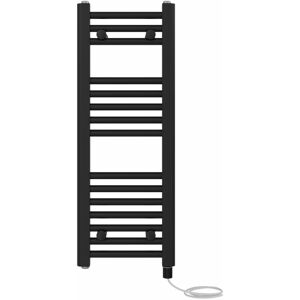 NRG - Prefilled Electric Straight Heated Towel Rail Radiator Ladder Warmer 800x300mm Black