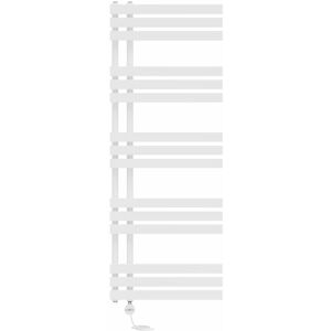 NRG - Prefilled Thermostatic D-shape Electric Heated Towel Rail Radiator Ladder Warmer 1600x600mm White