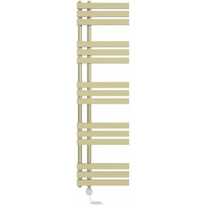 NRG Prefilled Thermostatic D-shape Electric Heated Towel Rail Radiator Ladder Warmer 1600x450mm Brushed Brass