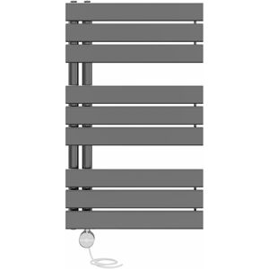 NRG - Prefilled Thermostatic Electric Designer Heated Towel Rail Flat Panel Warmer Rad 824x500mm Gunmetal