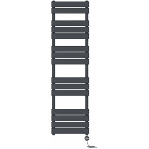 NRG - Prefilled Thermostatic Electric Flat Panel Heated Towel Rail Ladder Warmer Radiator Anthracite 1600x450mm