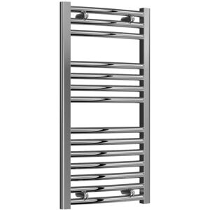 Reina - Diva Curved Chrome Electric Towel Rail 800mm High x 400mm Wide (+ Chrome On/Off Touch Element)