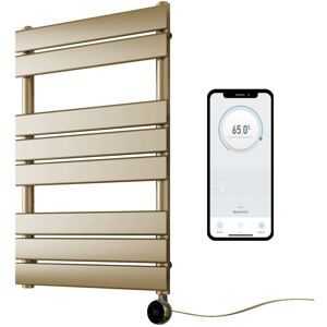 MANISSA Richmond WiFi Smart Electric Heated Towel Rail Brushed Brass Flat Panel 400mm W x 800mm H