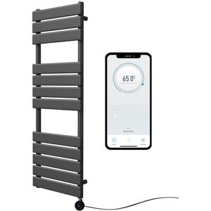 MANISSA Richmond WiFi Smart Electric Heated Towel Rail Black Flat Panel 400mm W x 1200mm H