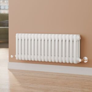 S'AFIELINA Cast Iron Radiator Traditional 3 Column Horizontal Central Heating Radiator White 300x830mm