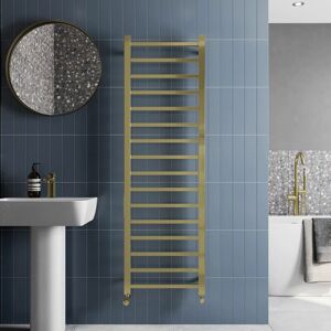 DURATHERM Solaro Brushed Brass Heated Towel Rail Square Bar Bathroom Radiator Ladder Wall Mounted 1600 x 500mm