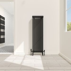 NRG Traditional 4 Column Radiator Cast Iron Style Heating Rads Vertical Black 1500x470mm