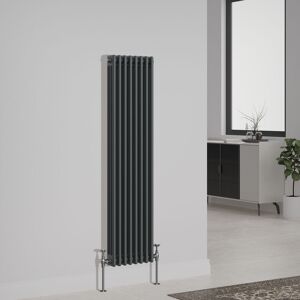 NRG - Cast Iron Style Radiator Traditional Anthracite Central Heating Rads Vertical 3 Column 1500x382mm