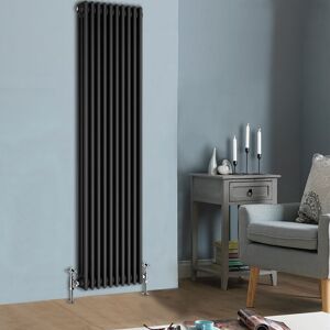 NRG - Cast Iron Style Radiator Traditional Anthracite Central Heating Rads Vertical 3 Column 1800x470mm