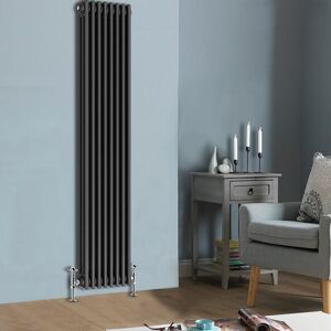 NRG - Cast Iron Style Radiator Traditional Anthracite Central Heating Rads Vertical 3 Column 1800x380mm