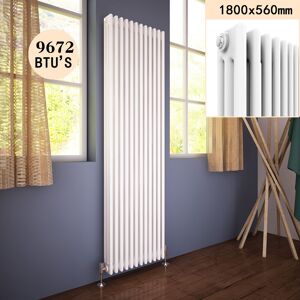 Elegant - Traditional Radiator 1800 x 560 mm White Cast Iron Triple Radiator Vertical Panel Radiators 3 Column