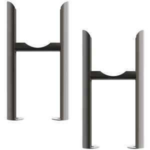 WARMEHAUS Traditional Radiator Floor Legs 2PC/Set 3 Column Raw Metal