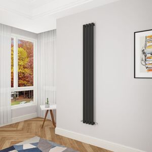 AICA SANITAIRE Acezanble Black Oval Column Radiator 1800 x 236mm Single Panel