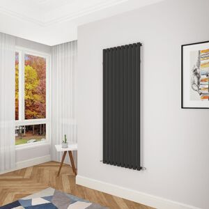 AICA SANITAIRE Acezanble Black Oval Column Radiator 1600 x 590mm Single Panel
