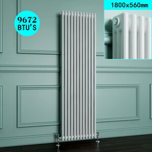 Elegant - Traditional Radiator White Cast Iron Triple Radiator Vertical Panel Radiators 3 Column 1800 x 550 mm