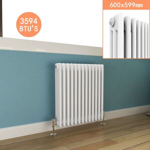 Elegant - Traditional Radiator Cast Iron Style 600 x 599 mm Horizontal Radiator White Triple Horizontal Column Radiators