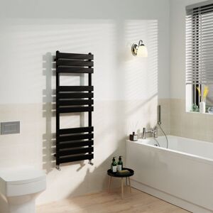 Warmehaus - Black Flat Panel Heated Towel Rail Radiator Bathroom 1200x450mm