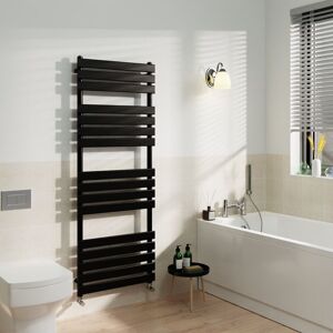 Warmehaus - Black Flat Panel Heated Towel Rail Radiator Bathroom 1600x600mm