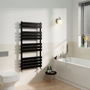 Warmehaus - Black Flat Panel Heated Towel Rail Radiator Bathroom 1200x600mm