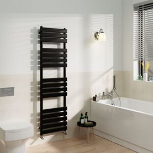 Warmehaus - Black Flat Panel Heated Towel Rail Radiator Bathroom 1600x450mm