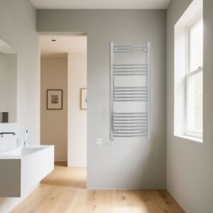 Warmehaus - Curved Chrome Electric Heated Towel Rail Manual 1200x500mm 500W