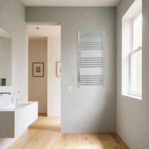 Warmehaus - Curved Chrome Electric Heated Towel Rail Manual 1000x500mm 500W