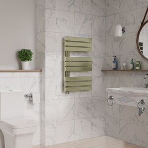 Warmehaus - Flat Panel Electric Heated Towel Rail Brushed Brass 824x500mm