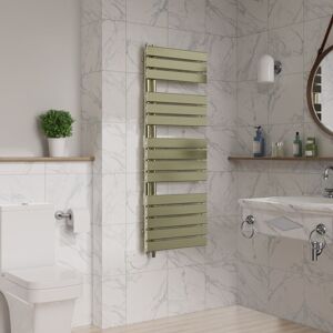 Warmehaus - Flat Panel Electric Heated Towel Rail Brushed Brass 1380x500mm