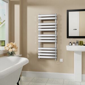 Warmehaus - Electric Flat Heated Towel Rail Radiator Chrome 1200x500mm 600W