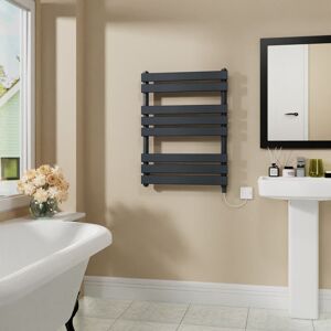 Warmehaus - Electric Flat Heated Towel Rail Radiator Sand Grey 800x600mm 400W