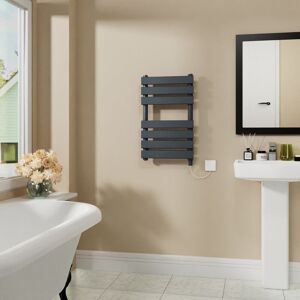 Warmehaus - Electric Flat Heated Towel Rail Radiator Sand Grey 650x400mm 400W