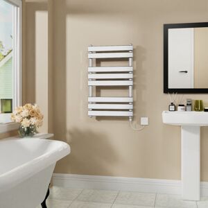 Warmehaus - Electric Flat Heated Towel Rail Radiator Chrome 800x500mm 400W