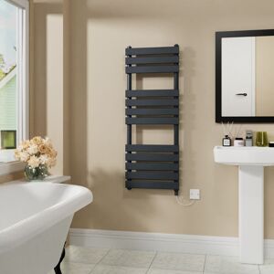 Warmehaus - Electric Flat Heated Towel Rail Radiator Sand Grey 1200x450 600W