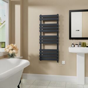 Warmehaus - Electric Flat Heated Towel Rail Radiator Sand Grey 1200x500 600W