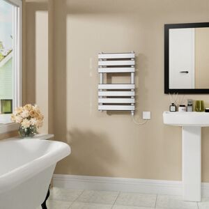 Warmehaus - Electric Flat Heated Towel Rail Radiator Chrome 650x400mm 400W