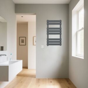 Warmehaus - Flat Sand Grey Electric Heated Warming Towel Rail 800x450mm 500W
